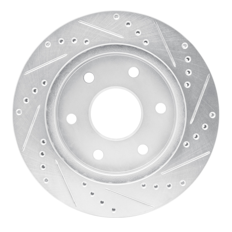 Cadillac Escalade ESV Brake Rotor (1) - Front Left - R1 Concepts - Drilled & Slotted - Silver - `99-`08